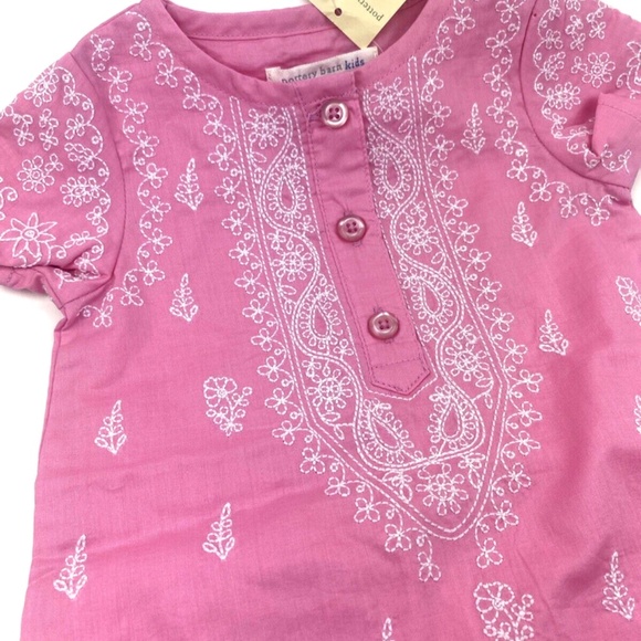 Pottery Barn Baby Outift Size 0-3m Girls One Piece Pink Buttons Children Kids - Picture 2 of 8